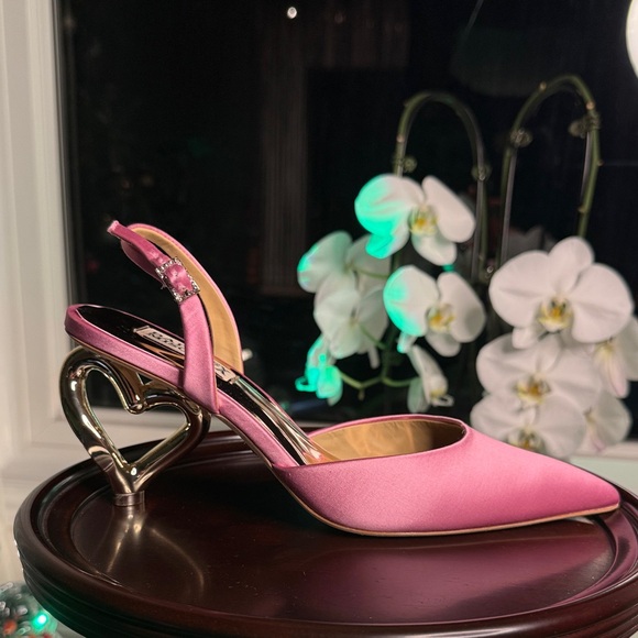 Badgley Mischka Lucille Heart Heel Slingback Pumps - Picture 4 of 12